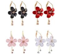 4 Paia Orecchini a Fiore In Acrilico, Orecchini Pendenti Fiore Per Donne, Vintage Di Fiori, Petali 3D, Gocce Di Nappe, Grandi, Per Donne e Ragazze, Festa Estiva (4 Colori)
