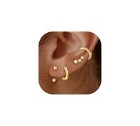 4 Paia Orecchini Argento 925 per le Donne Ragazze, 14K Placcato Oro Piccoli Orecchini Argento 925 Set Orecchini oro Zirconia per Piercing Multiple Tragus Cartilage (oro)