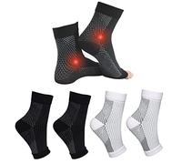 4 Paia Tutore Caviglia Cavigliera Sportiva per Distorsione Calzini Cavigliera Ortopedica per Distorsione Calzini Ortopedici alla Caviglia Sono Adatti per Correre Escursionismo (2 Nero+2 Bianco, L)