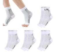 4 Paio Bianco Calzini Nano Neuropatia Traspirante Cavigliera Tutore Sportiva Supporto per Caviglia Cavigliera Ortopedica Fasce per Caviglia Professionali Traspirante Cavigliera Tutore Sportiva(L/Xl)