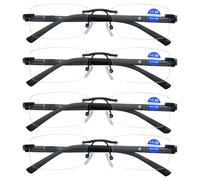 4 Paio da Uomo Rettangolare Blu Luce Blocco Occhiali da Lettura Molla Cerniera