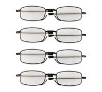 4 Pairs Of Compact Folding Reading Glasses with Flip Top Carrying Case for Men and Women Rotation Eyeglass +1.5