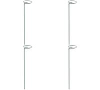 4 pali di supporto per piante, 45 cm, bastoncini per piante da giardino con anello superiore, supporto per piante in vaso in ferro, per uso interno ed esterno, pali per piante verdi per interni