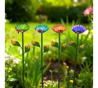 4 pali floreali in metallo per giardini per contenere nettare d'acqua o per semi di uccelli e incoraggiare il comportamento naturale degli impollinatori (fiori d'api 4 set)
