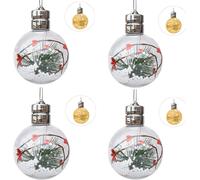 4 palline di Natale ornamenti, 11,9 cm in acrilico trasparente a LED, ornamenti