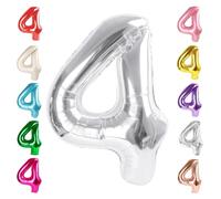 4 palloncini a forma di numero 101 cm, decorazioni per feste di compleanno, grandi palloncini in Mylar Jumbo per 4° compleanno ragazza ragazzo, numero 4 14 40 44 45 palloncini argento