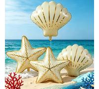 4 palloncini in lamina a forma di stella marina e conchiglia, per feste sotto il mare, spiaggia, oceano, sirena, decorazione a tema Sea You Soon, decorazioni per baby shower