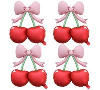 4 palloncini rosa con fiocco e ciliegie rosse, decorazioni per feste "She's The Cherry On Top", decorazioni per feste a tema frutti di bosco per il primo compleanno, baby shower