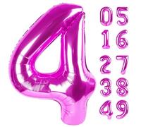 4 palloncini viola rosato, palloncini con numeri da 100 cm, decorazioni per il 4° compleanno per ragazze, quattro grandi numeri per decorazione per feste, palloncino numero 4