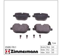 4 PASTIGLIE FRENO POSTERIORI ZIMMERMANN 250851701 25085.170.1