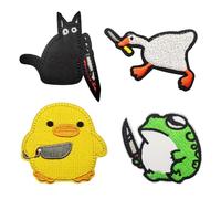 4 Patch Ricamate, Toppe per abbigliamento, Produzione di cucito fai da te, Accessori decorativi, Toppe in tessuto ricamato a cartone animato, Adatto per tutti i tipi di abbigliamento