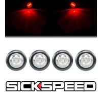 4 PC Trasparente Lente Rosso Luce LED Rotondo Lato Evidenziatore Giro Signal Set