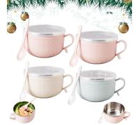 4 PCS 25 Oz Mug Meals With Lids, 2026 New Mug Meals with Lids, Soup Mugs with Handles and Lids for Soups, Stews, Coffee (4 Pcs*F)