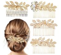 4 Pcs accessori per capelli con pettine e pettini a foglie d'oro. Aggiungi un tocco di bellezza e fascino al tuo stile. Perfetti per creare acconciature eleganti per donne.