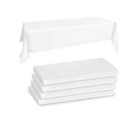 4 Pcs Acsergery Disposable Plastic Tablecloths, Plastic Rectangle Pure White Tablecloths Gift