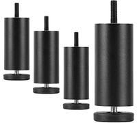 4 PCS Adjustable 6-30cm Bed Legs Metal Replacement Heavy Duty Leg M10 Thread Sofa Foot Support Leg for Adjustable Bed Frame, DIY Dresser,Cupboard, Desk,Black-6cm/2.4in