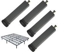 4 PCS Adjustable Height Center Support Feet,Metal Bed Frame Support Legs Replacement Furniture Square Tube Feet Slats Feet for Sofa Cabinet Couch Table with Screws,Dark Grey(18cm/7.1in)