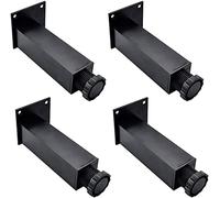 4 PCS Adjustable Table Legs, Aluminum Alloy Cabinet Legs, Square Furniture Feet 10/20cm, with Quiet Base, Dresser for Replaceable Supporting Feet,Black-5cm(2.0in)