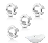 4 Pcs Anelli di Troppo Pieno, Anelli Tappi Troppopieno per Lavello, Lavello Anello Troppopieno Roppopieno Rotondo Coperchio, Foro Del Lavandino Decorativo Bagno Cucina Copertura