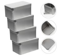 4 Pcs Barattoli Rettangolari Scatola Latta Piccola Contenitori in Stagno