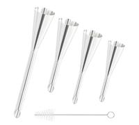 4 pcs Beccucci per Sac a Poche in Acciaio Inox, Ugelli A Sbuffo, Bocchetta per Farcire per Cupcake Donuts, Ugello di Riempimento Lungo, Pasticceria Accessori con Spazzola per Pulizia