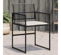 4 Pcs Black Garden Chairs with Cushions, Poly Rattan Outdoor Furniture Set, Foldable Patio Seating for Terrace, Balcony, Backyard, Weather Resistant PE Wicker & Powder Coated Steel Frame