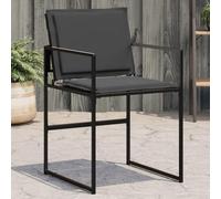 4 PCS Black Garden Chairs with Cushions, Steel & Textilene Outdoor Furniture Set, Foldable Patio Seating for Poolside, Terrace, Backyard, Comfortable & Durable UV Resistant Lounge Chairs