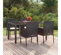 4 Pcs Black Polyrattan Garden Chairs with Cushions, Outdoor Patio Furniture Set for Terrace Balcony, Durable PE Wicker & Steel Frame, Comfortable Seating, Weather Resistant, Max Load 110kg per Chair