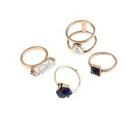 4 Pcs Boho Style Simulated Turquoise Ring Sets Geometric Knuckle Nail Midi Ring Sets For Women,Gold Practical and professional