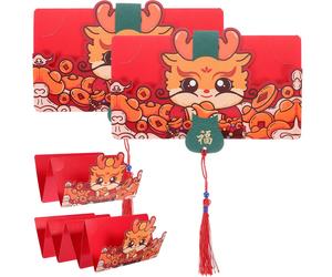 4 Pcs Buste Da Lettera Rosse Busta Porta Soldi Denaro Per Il Capodanno Cinese