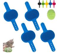 4 PCS Cat Self Groomer, Silicone Cat Brush Combs-With Adjustable Strap Scratching Post Cover Protector for Indoor Cats & Dogs, Cats Massager for Furniture Legs & Corners (Blue-4PCS)