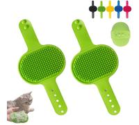 4 PCS Cat Self Groomer, Silicone Cat Brush Combs-With Adjustable Strap Scratching Post Cover Protector for Indoor Cats & Dogs, Cats Massager for Furniture Legs & Corners (Grenn-2PCS)