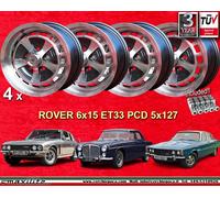 4 pcs Cerchi + dadi Rover P5 / P6 6x15 Jensen Interceptor Wheels + nuts Felgen