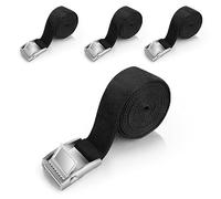 4 Pcs Cinghie di Fissaggio Cinghie di Tensione con Cricchetto Regolabili Nylon Cinghie per Assicurare Carichi,Cinghia di Serraggio Corta con Cricchetto,per moto rimorchio camion auto (2M-BLACK)