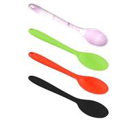 4 pcs Cucchiaio Silicone Cucina Antiaderente Set per Cucinare Cuocere Mescolare e Servire Utensili Cucina Accessori per Mescolare Rosso Verde Nero Viola
