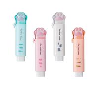 4 Pcs Cute Erasers, Retractable Eraser Kawaii Cat Paw Erasers for Kids,Rubber Push-Pull Eraser for Students Writing,Drawing Aesthetic Erasers