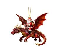 4 PCS Dragon Ornaments for Christmas Tree - Santa Riding a Flying Dragon Hanging Decoration, 2D Acrylic Holiday Pendant, Seasonal Décor, Christmas Ornaments For The Home, Ceiling, Shelf, Bookshelf Car