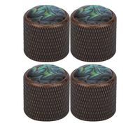 4 Pcs Electric Bass Knob, Dome Metal High End Shell Inlaid, Tone Volume Control Guitar Parts, Exquisite Workmanship, Long Service Life (Caibei)