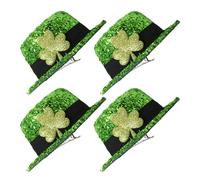 4 Pcs Fermagli Per Capelli Da Festa Verde Mini Cappello Cilindro Con Clip