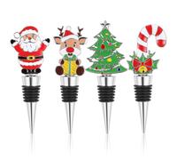 4 Pcs Fermaporta Natalizio Tappo Per Bottiglia Di Vino Riutilizzabile