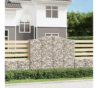 4 Pcs Galvanized Steel Gabion Baskets Arc Shape 200x50x160/180cm for Garden Decoration, Rock Wall Barrier, Windbreak & Sound Absorption, Heavy Duty 3.5mm Wire Mesh with Reinforced Hooks