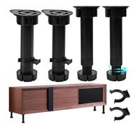 4 Pcs Gambe per Mobili Regolabili, Gambe per Mobili Regolabili In Altezza 15-18cm, Gambe per Mobili Stabili per Armadi Tv Armadi Letti Divani Comodini Sedie Armadi da Bagno Tavolini da Caffè, Nero