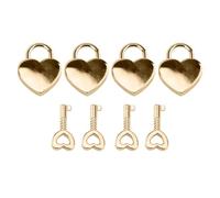 4 Pcs Heart Shaped Padlock Key Set Gold Zinc Alloy Heart Padlock and Key for Treasure Chest Jewelry Box Storage Locker