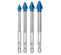 4 Pcs Hex Shank Carbide Eccentric Drill Bit Shield Set | 4 Piece Hex Shank Carbide Eccentric Drill Bits Feature Precision Tip Design For Drilling Glass Ceramic Tile Concrete Stone