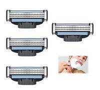 4 Pcs Lame di Ricambio Per Rasoio Compatibili con Gillette Mach3, Ricariche per Rasoios da Uomo Lamette in Acciaio Lametta Barba Lame per una rasatura liscia Turbo Manuale Professionale (4, D)