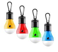 4 Pcs Lampada da Campeggio，Lampada Tenda，Luce Tenda con Moschettone，Materiale ABS, Impermeabile e a prova di Caduta,，Adatto per Giardino, Garage, Pesca, Avventura, Campeggio, Decorazione Quotidiana