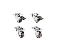 4 Pcs Low-Profile 1-Inch Soft Rubber Swivel Casters With 360-Degree Top Plate Silent Wheels For Smooth Movement(Type 2)