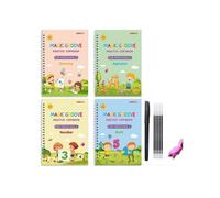 4 PCS Magic Practice Copybook for Kids, Children Reusable Handwriting Practice CopyBooks for Preschools Grooves Template Writing Books