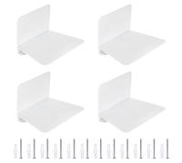 4 Pcs Mensole da Muro per Libri, Librerie Mensole da Muro Bianche, Mensole Sospese Invisibili Metallo, Libreria a Muro Sospesa, Scaffale da Parete in Metallo per Cameretta Bagno Cucina Ufficio Salotto