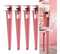 4 PCS Metal Adjustable Table Clamp Legs,F-Shape Coffee Table Legs Dining Desk Foot,Iron Workbench Legs,DIY Bar Support Legs,Dining Desk Legs,No Punching,Adjustable Feet (76cm(30in),Pink)